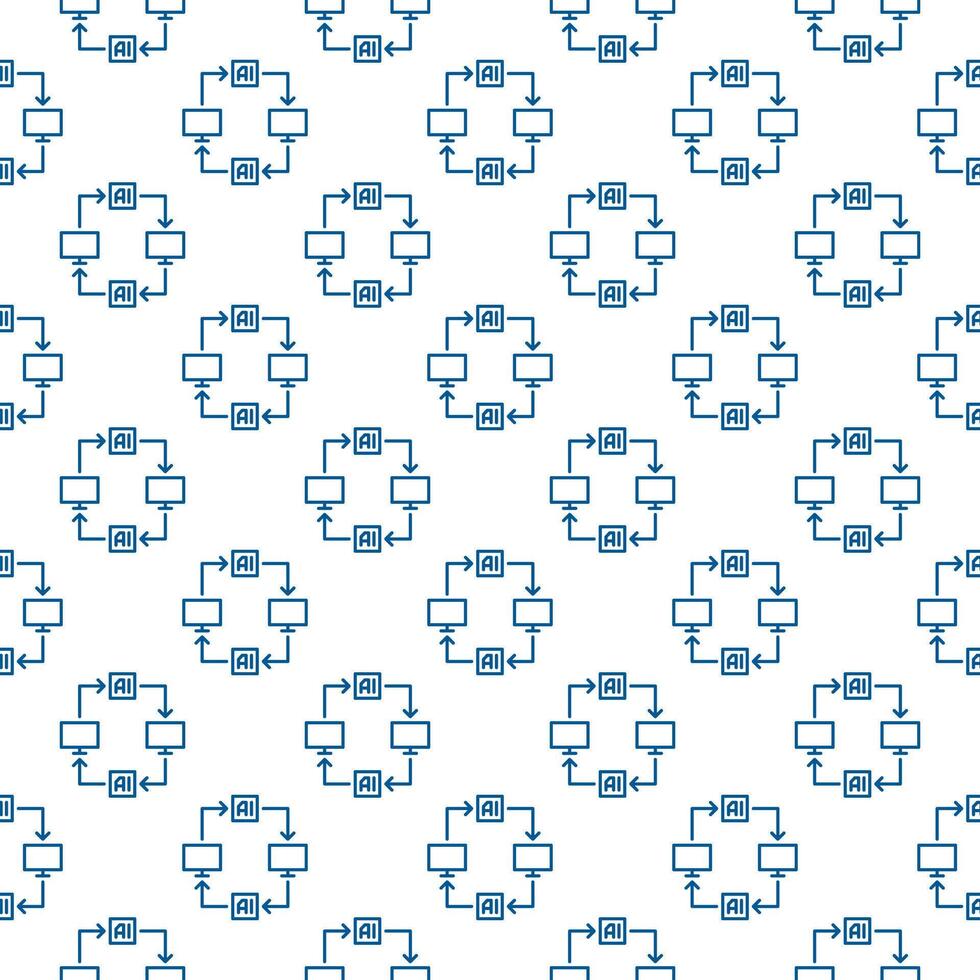 Artificial Intelligence Computers with Arrows vector AI thin line seamless pattern