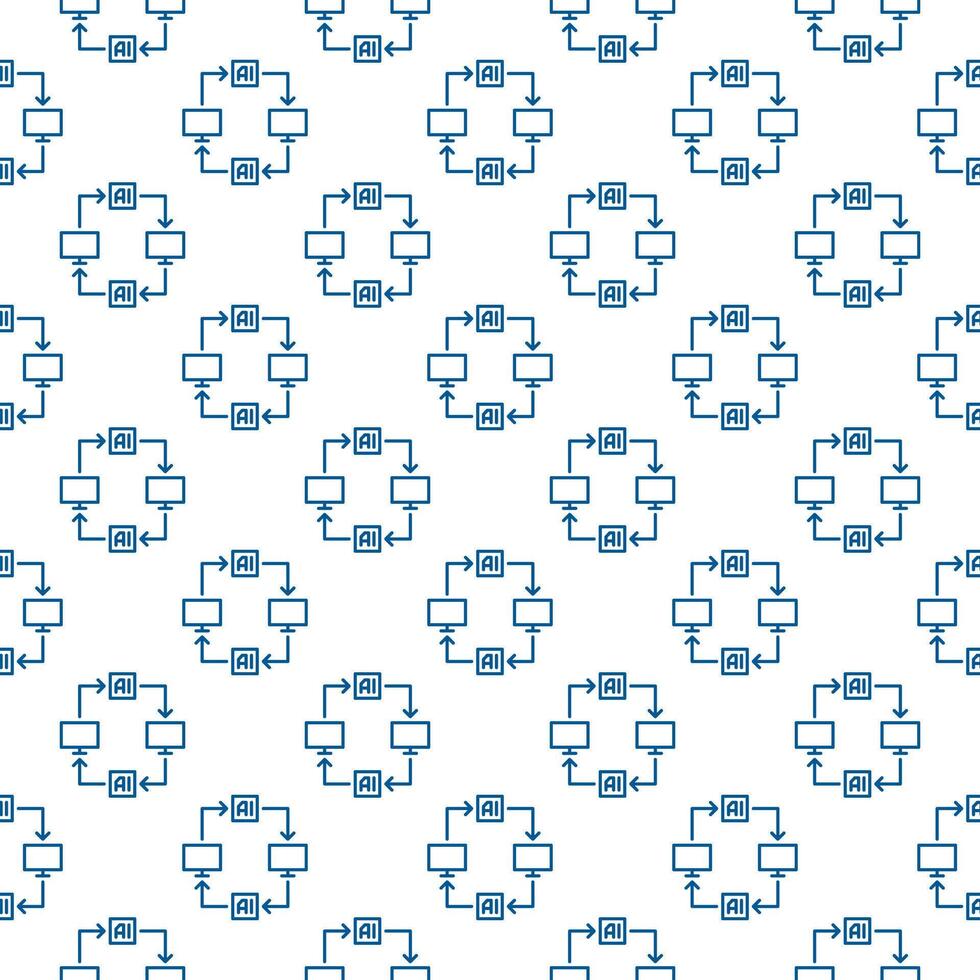 Artificial Intelligence Computers with Arrows vector AI thin line seamless pattern