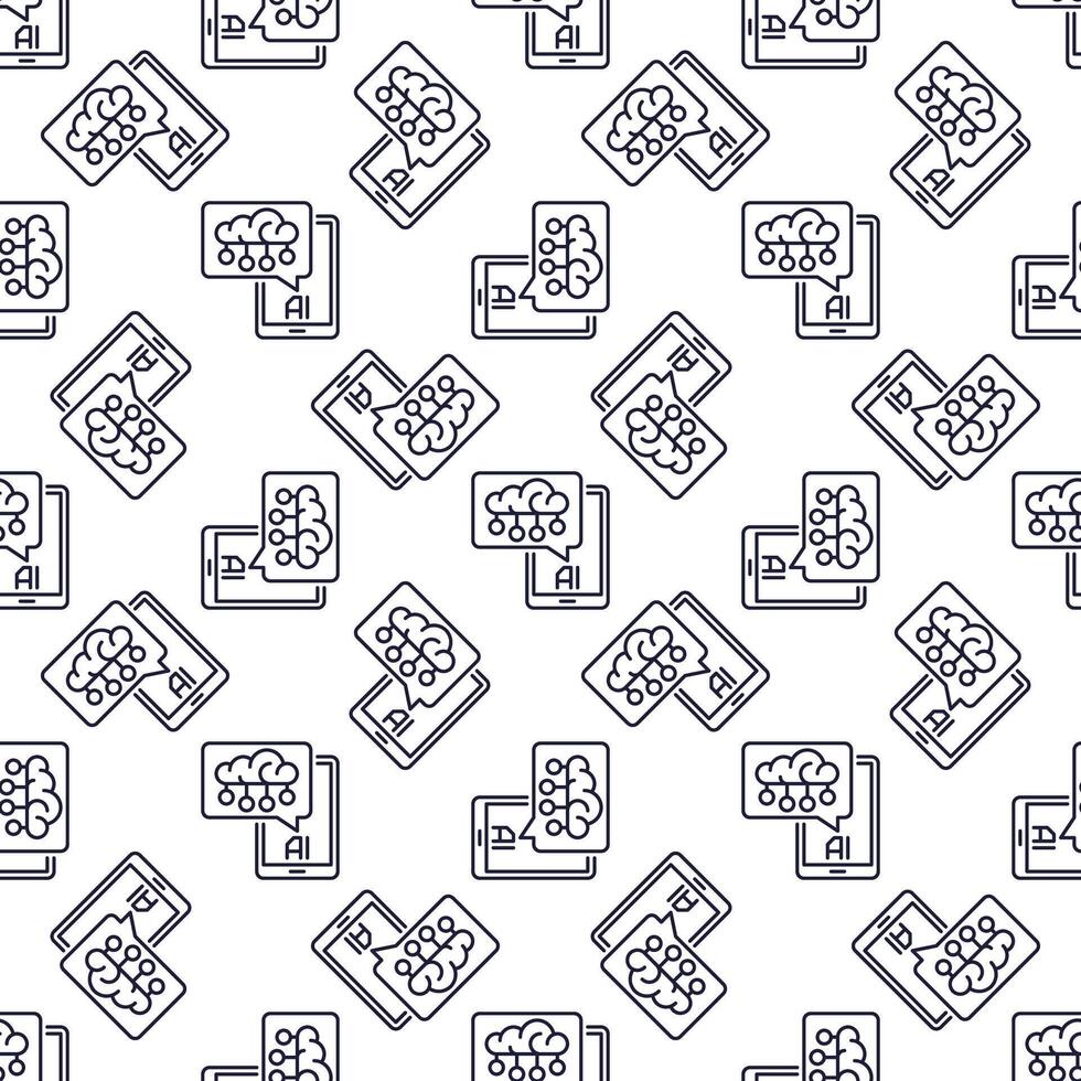 AI Smartphone with Speech Bubble vector Artificial Intelligence linear Seamless Pattern