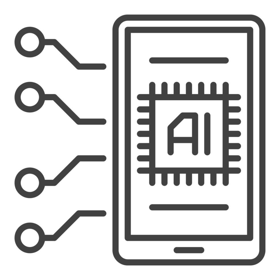 AI Smartphone Device vector Artificial Intelligence outline icon or symbol