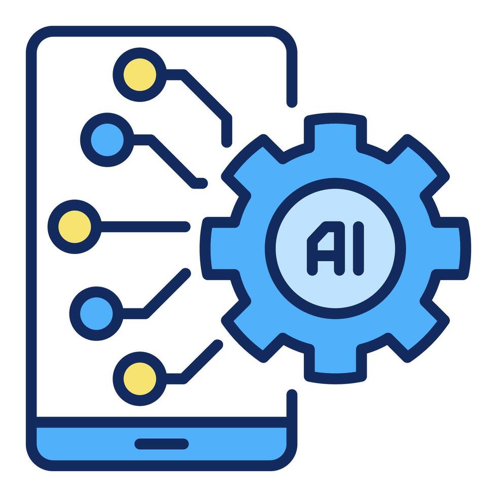 AI Smartphone with Gear vector Artificial Intelligence Settings colored icon or design element
