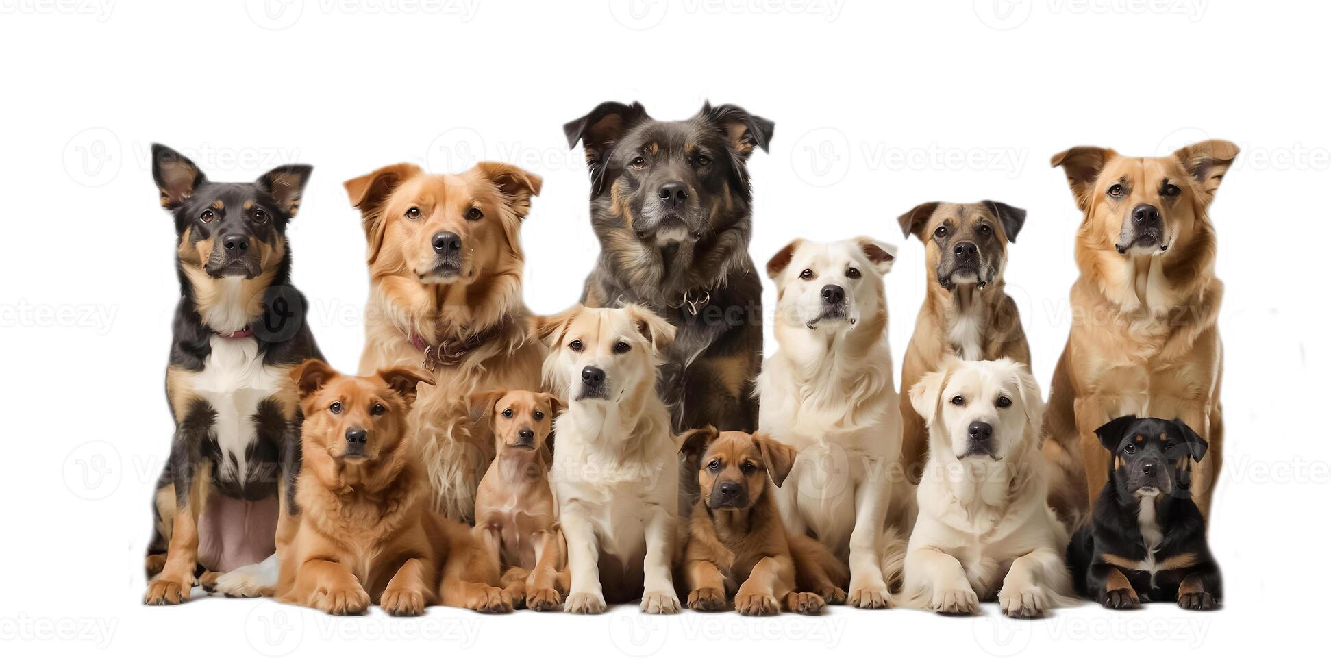 ai generado muchos diferente perros aislado en blanco antecedentes foto