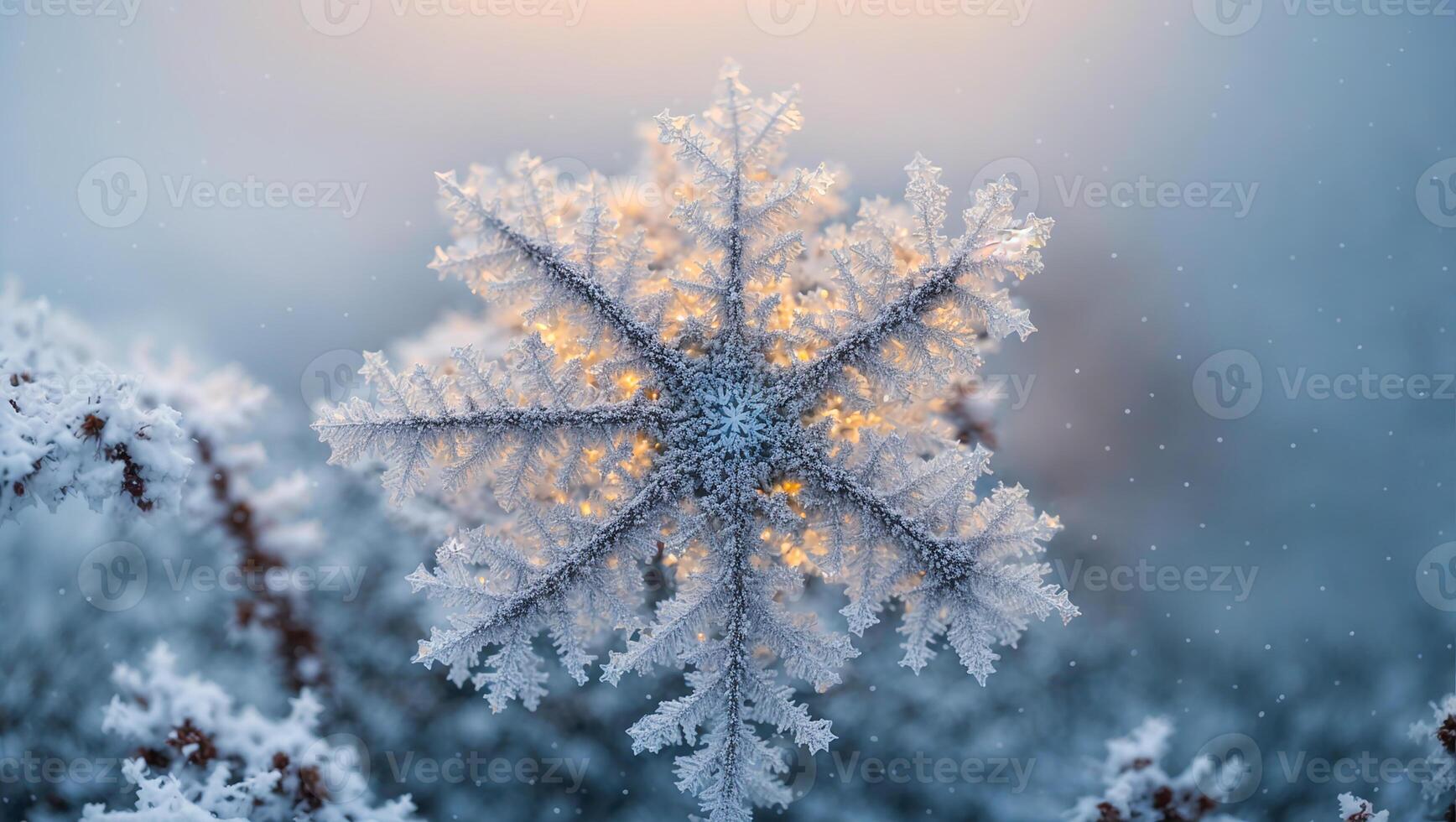 AI generated Beautiful, snowflake, close-up, photo