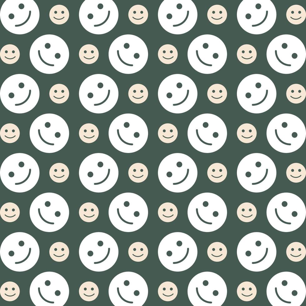 Happy Emoticon Vector Illustration repeating trendy cute pattern colorful green background