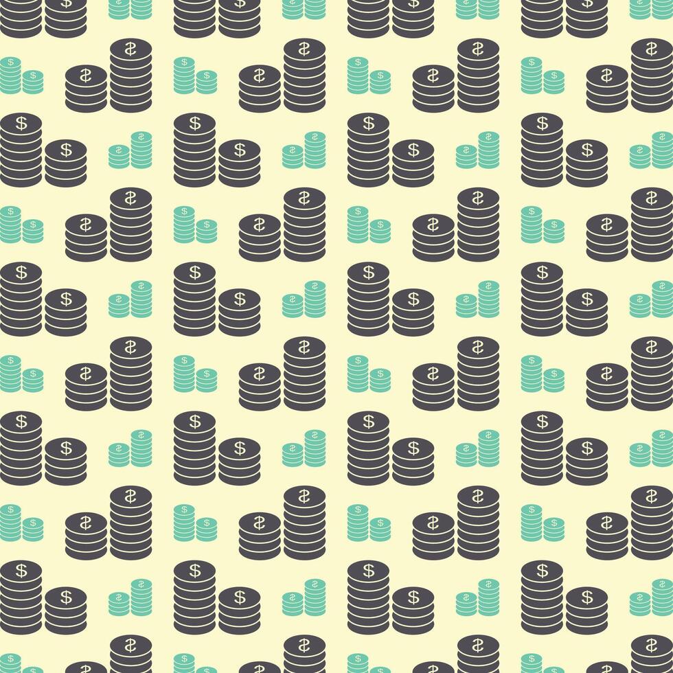 Coins trendy pattern design beautiful repeating vector illustration background