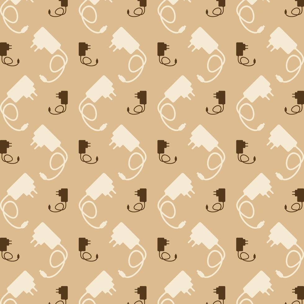 Mobile Charger trendy repeating pattern brown abstract background vector illustration