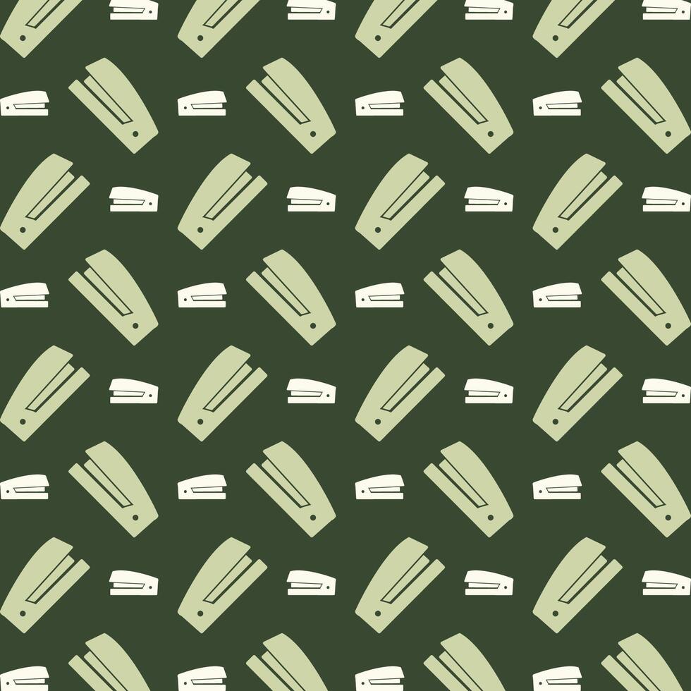 Stapler icon repeating trendy pattern beautiful green vector illustration background