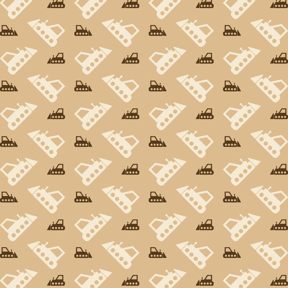 Bulldozer trendy repeating pattern brown abstract background vector illustration
