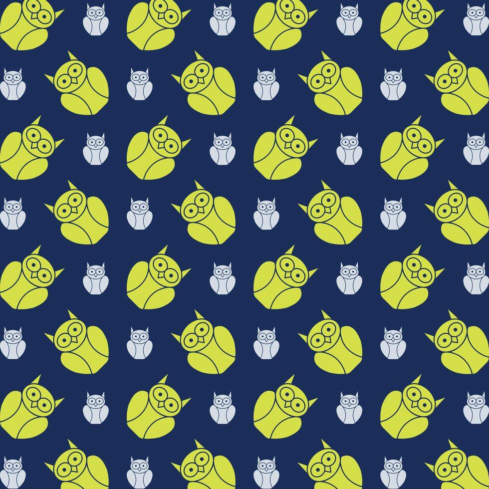 Graduate Owl repeating green trendy pattern colorful vector illustration background