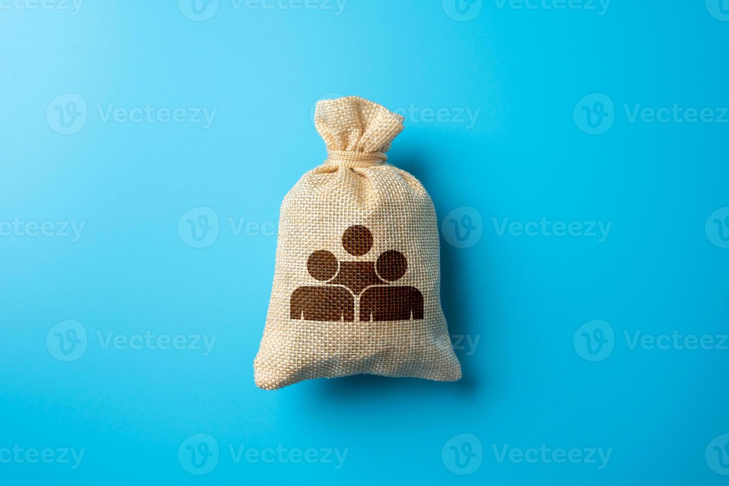 Bag with a symbol of people. A movement, organization, or initiative focused on social causes, human rights, or equality. Togetherness. Human resources. Workers and population. photo