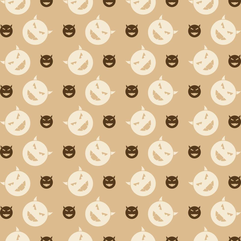 Devil Emoji trendy repeating pattern brown abstract background vector illustration
