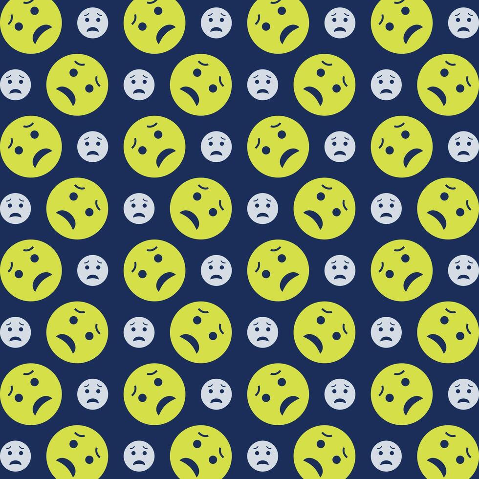 Scared Emoji repeating green trendy pattern colorful vector illustration background