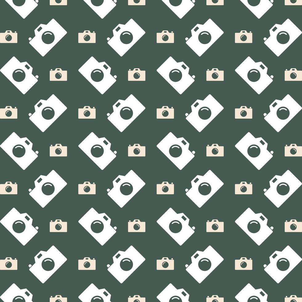 Camera icon Vector Illustration repeating trendy cute pattern colorful green background