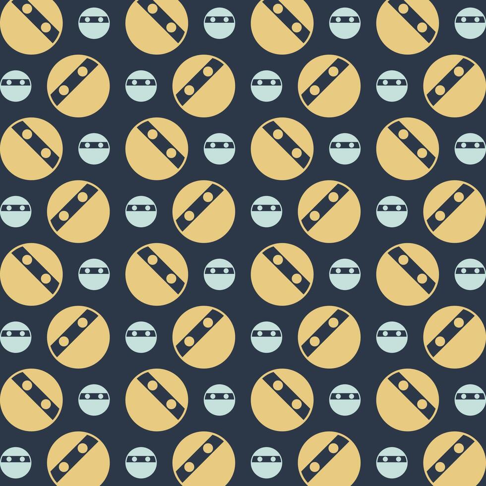 Ninja Emoji repeating yellow trendy pattern colorful vector illustration background