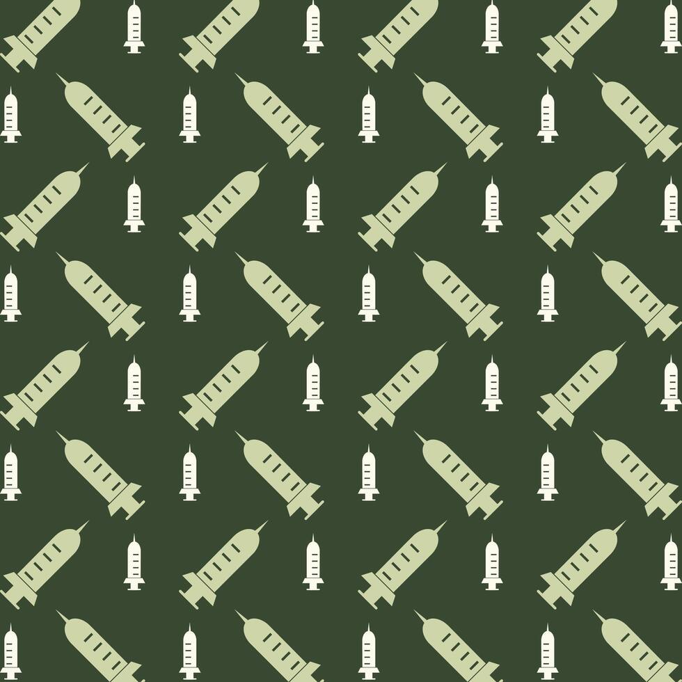 Injection icon repeating trendy pattern beautiful green vector illustration background