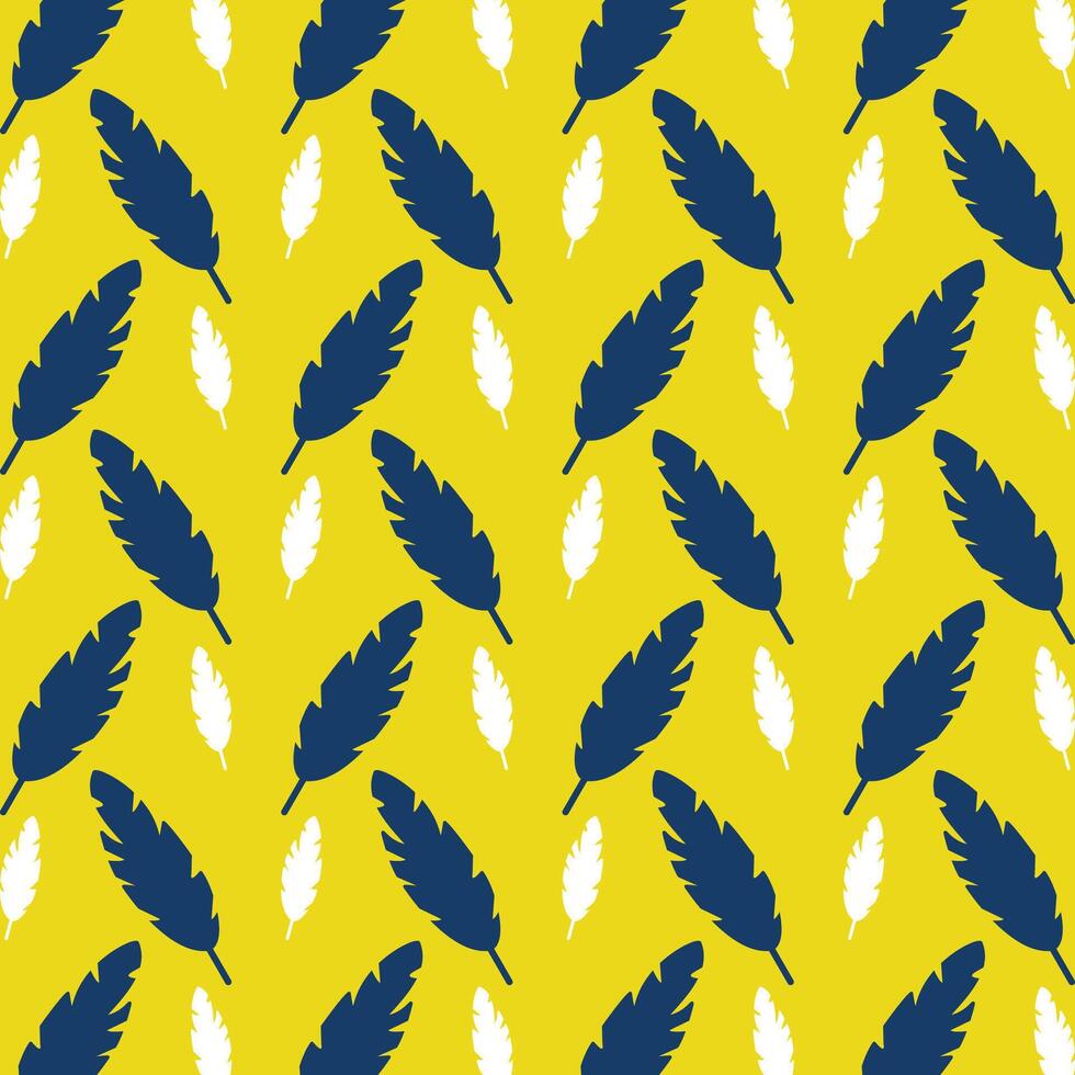 Feather icon repeating trendy pattern colorful vector illustration yellow background