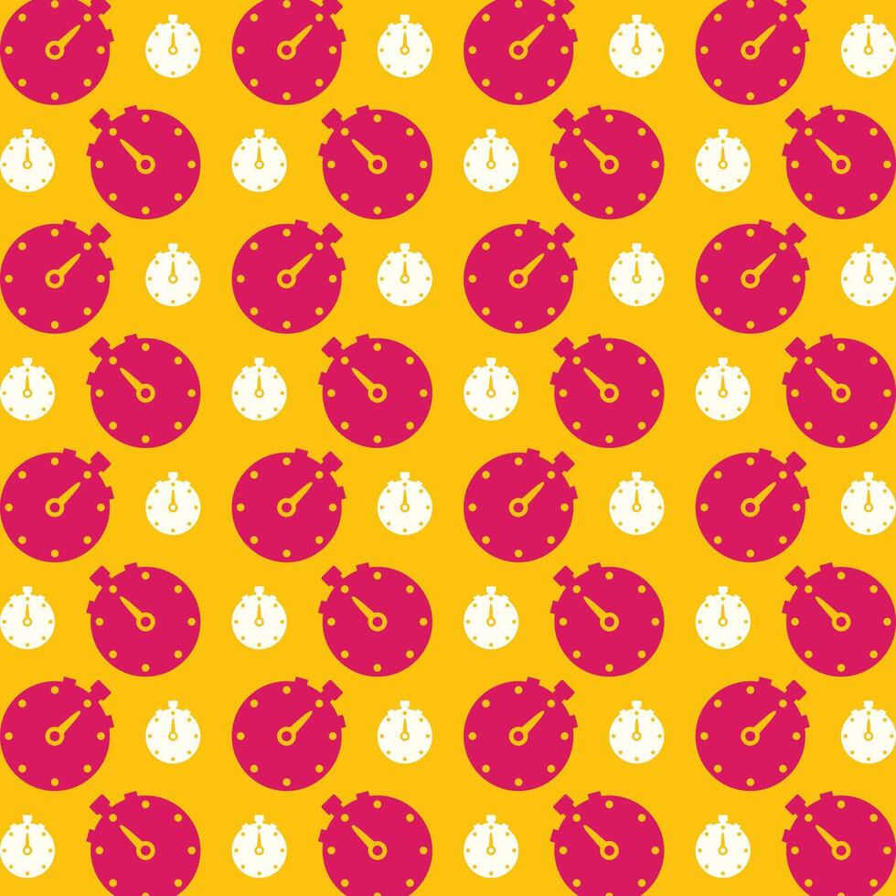 Stopwatch pink background repeating trendy pattern vector illustration