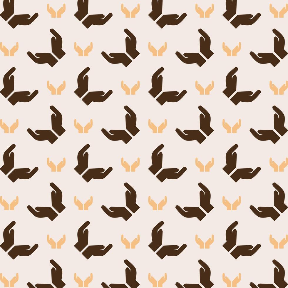 Praying hand icon repeating trendy pattern beautiful vector illustration light background