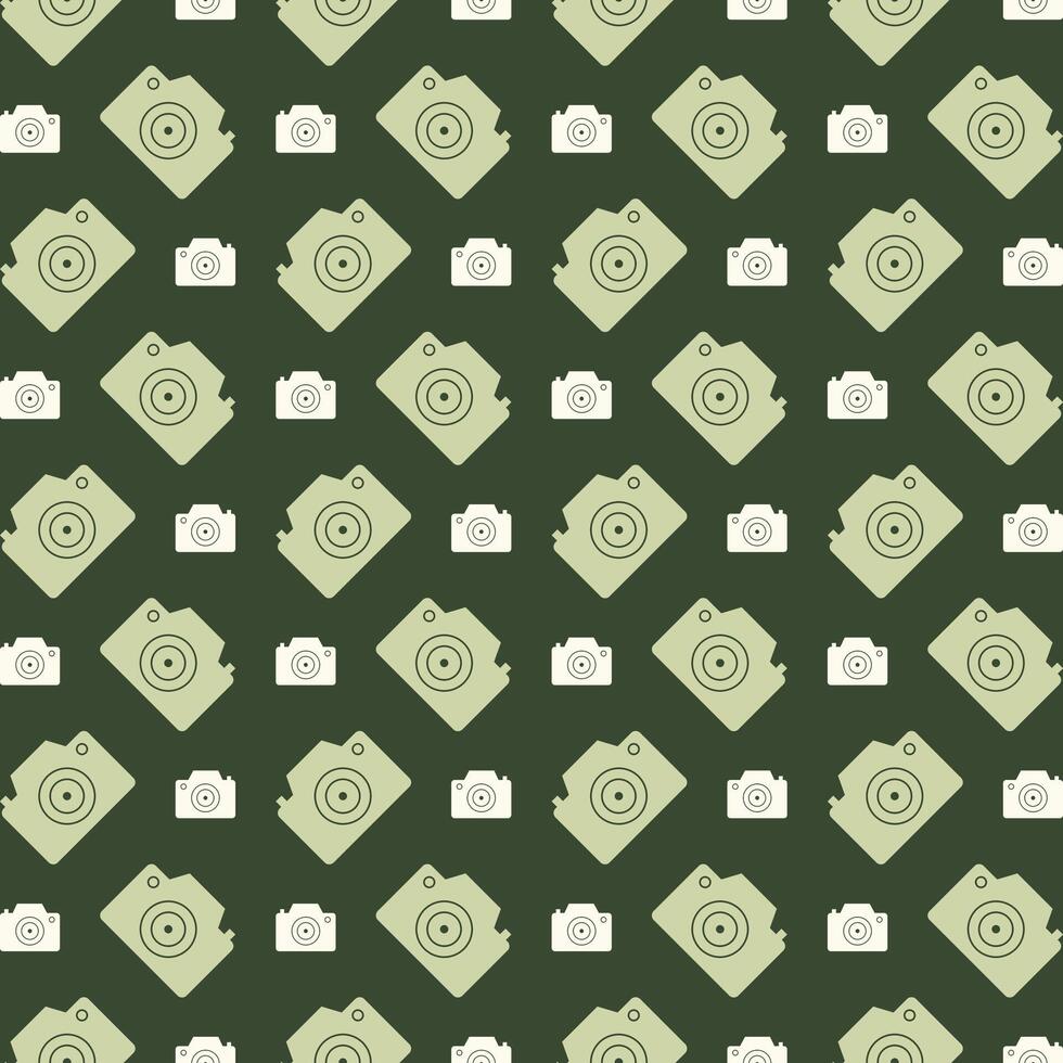 Camera icon repeating trendy pattern beautiful green vector illustration background