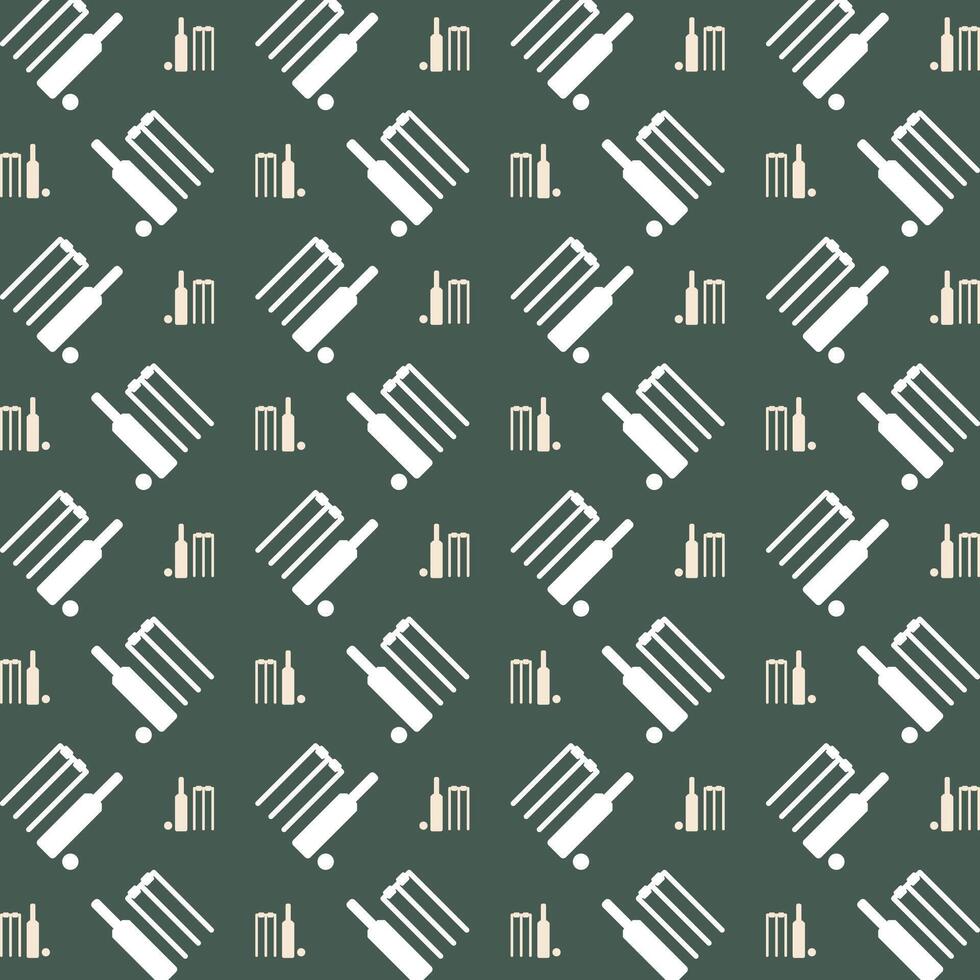Cricket Icon Vector Illustration repeating trendy cute pattern colorful green background