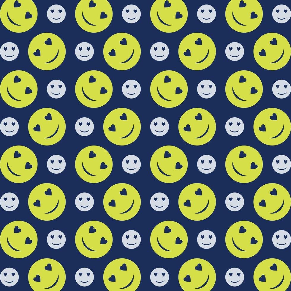 Love Emoji repeating green trendy pattern colorful vector illustration background