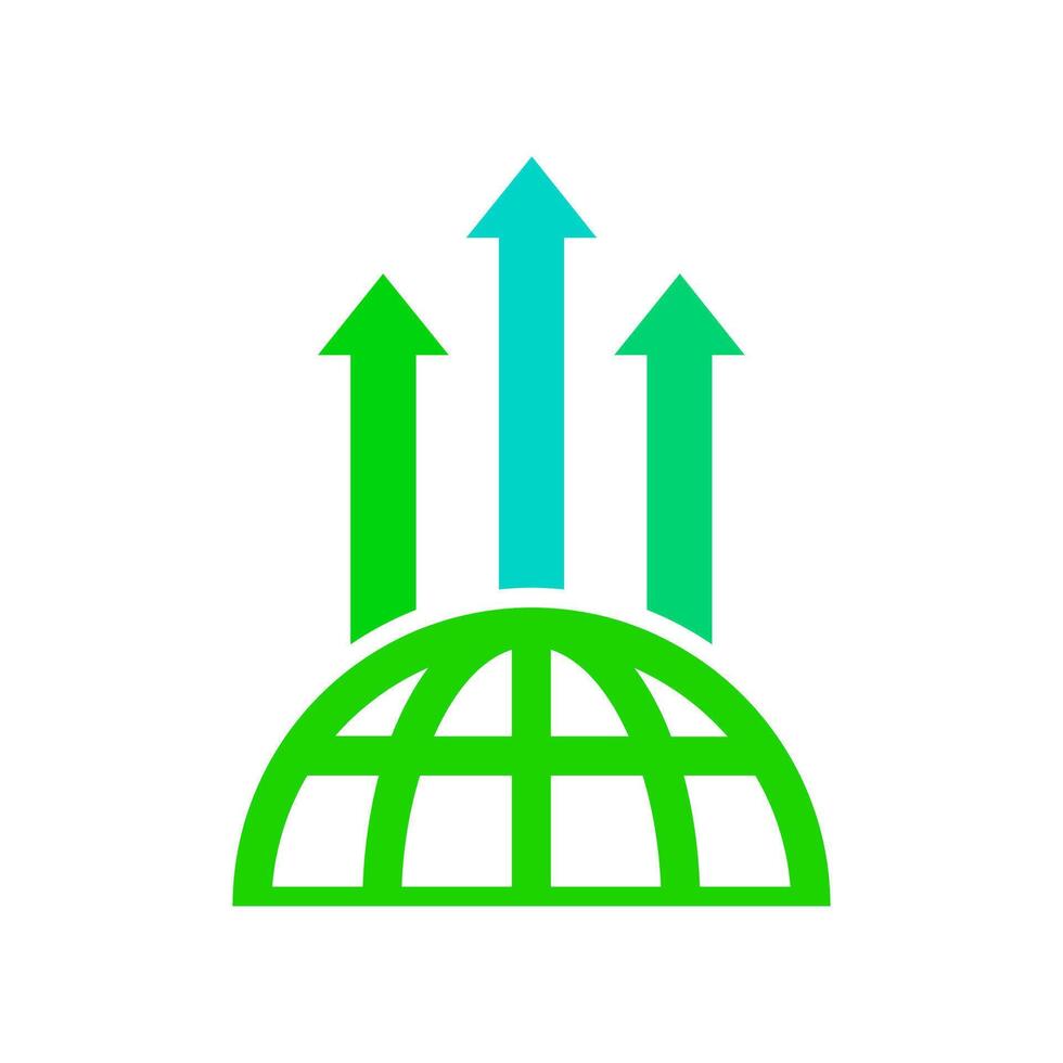 Upper Arrows On Top Of A Half Globe Icon vector