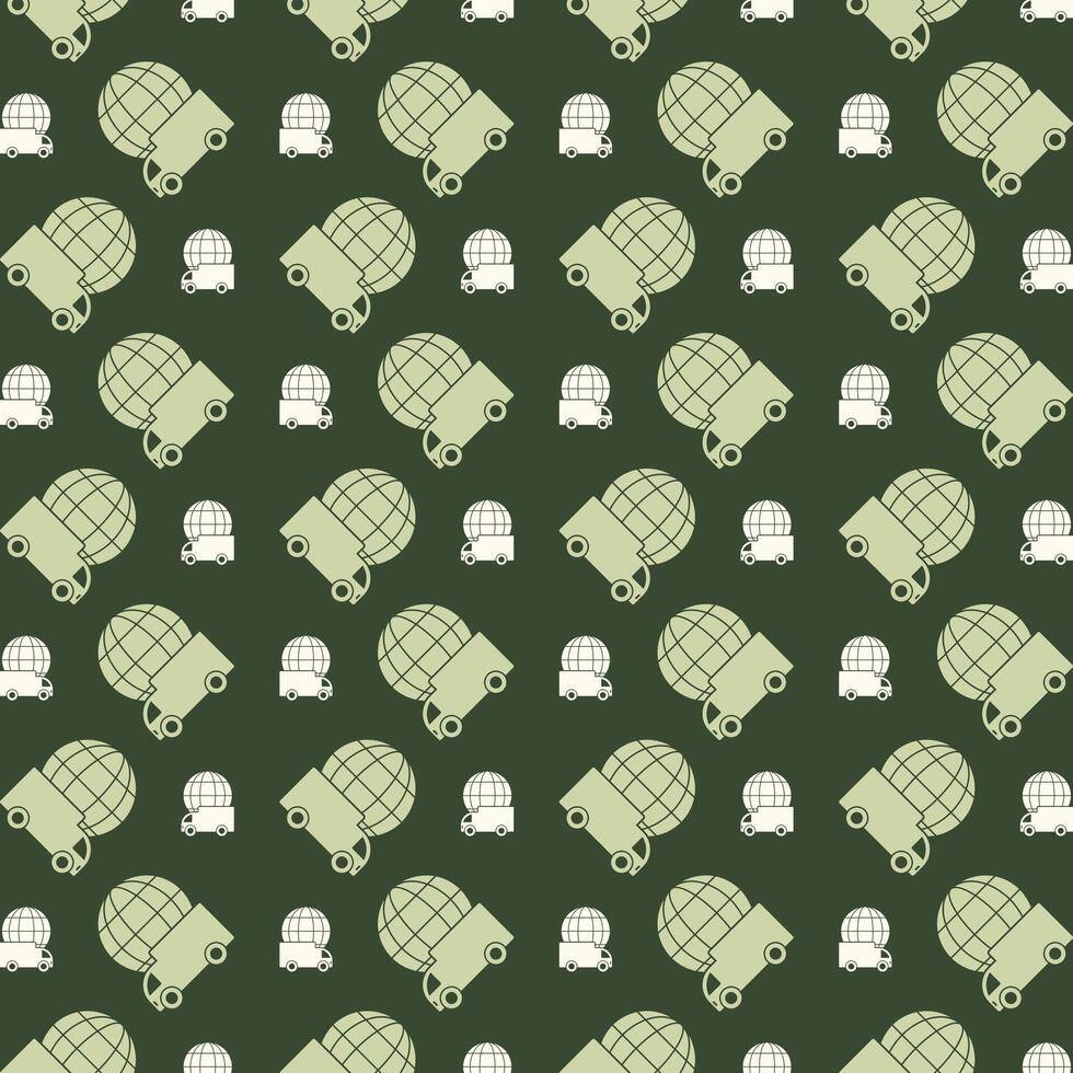 Global Delivery icon repeating trendy pattern beautiful green vector illustration background