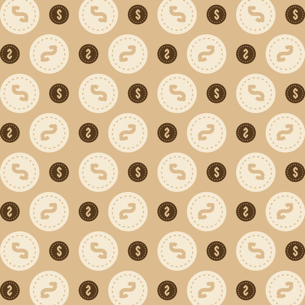 Dollars Coin trendy repeating pattern brown abstract background vector illustration