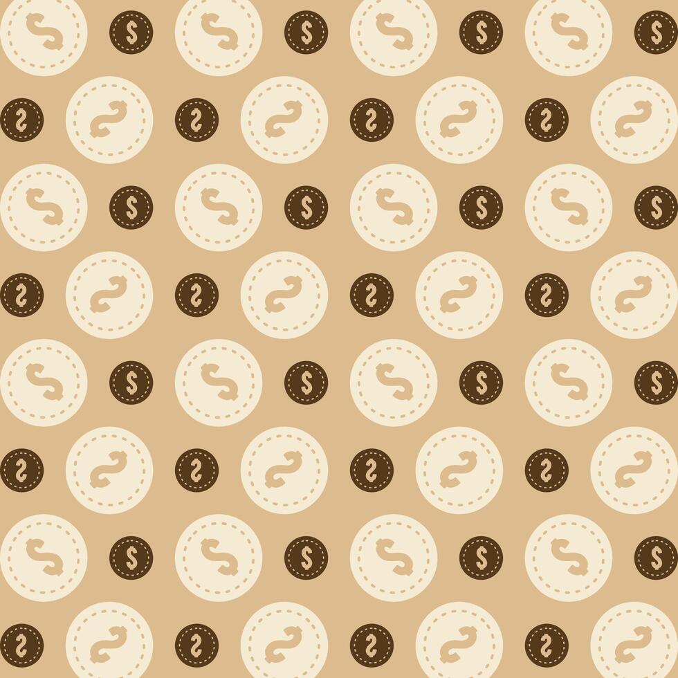 Dollars Coin trendy repeating pattern brown abstract background vector illustration