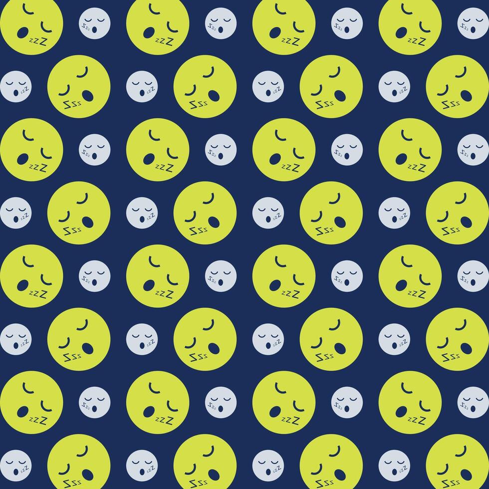 Sleep Emoji repeating green trendy pattern colorful vector illustration background