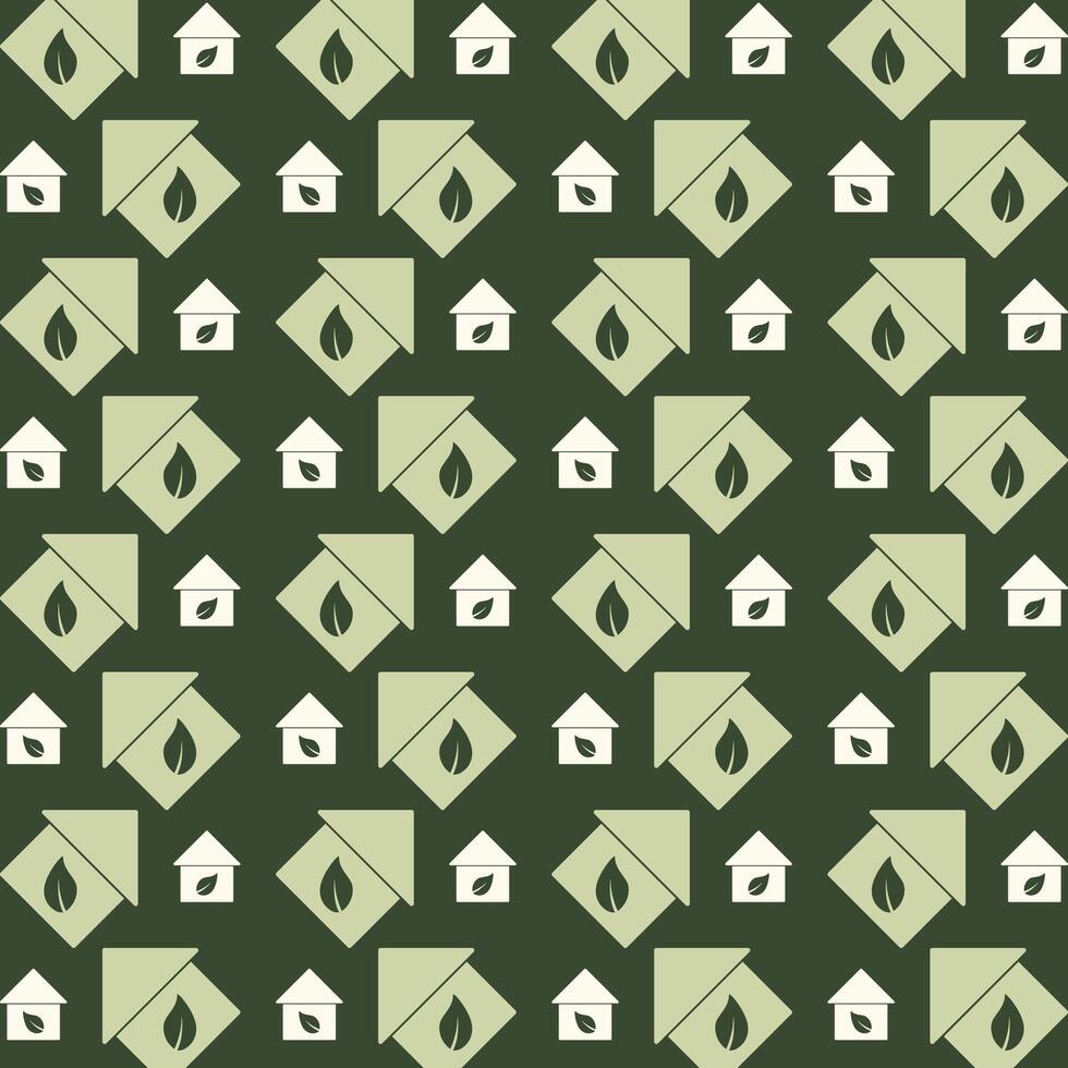 Eco Home icon repeating trendy pattern beautiful green vector illustration background