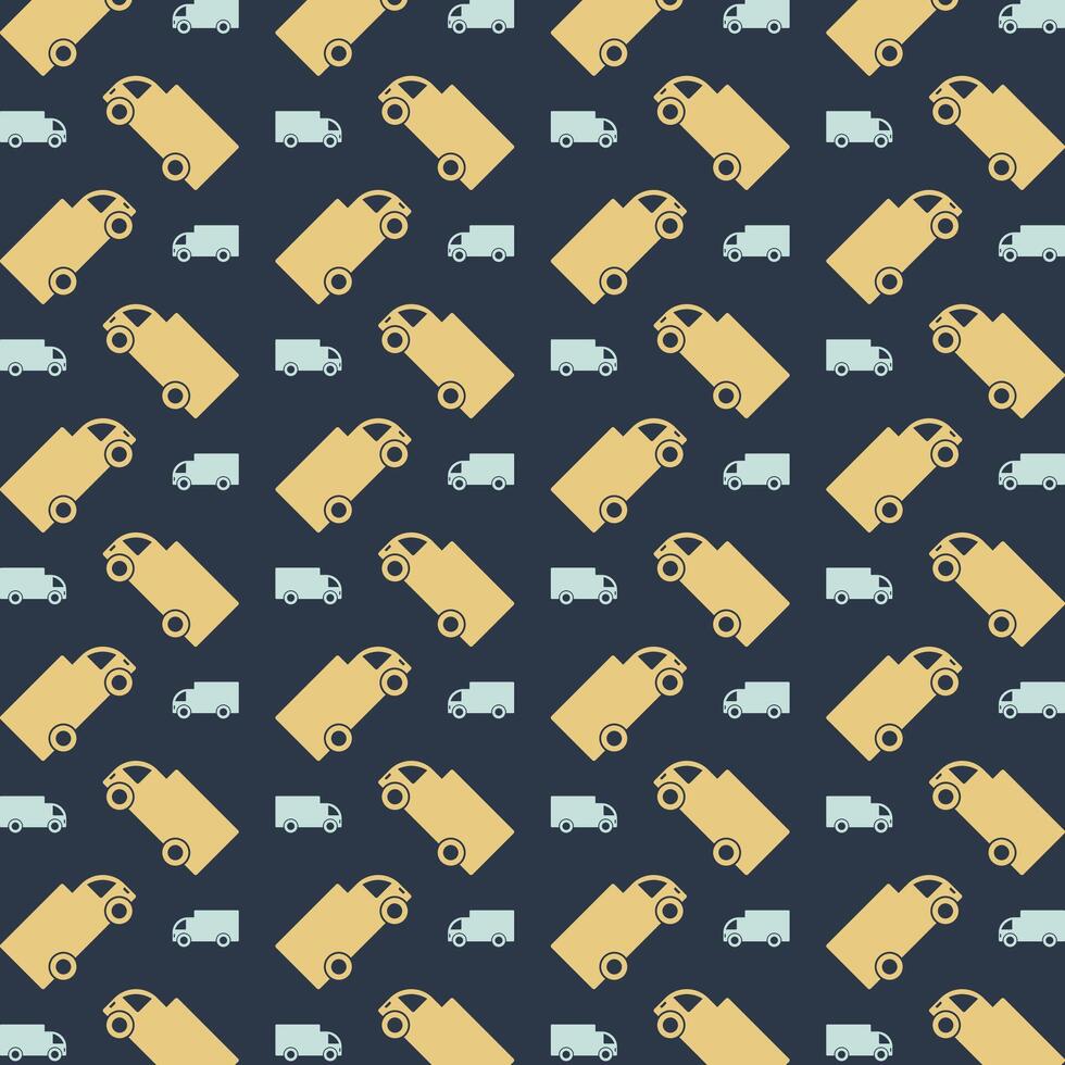 Truck icon repeating yellow trendy pattern colorful vector illustration background