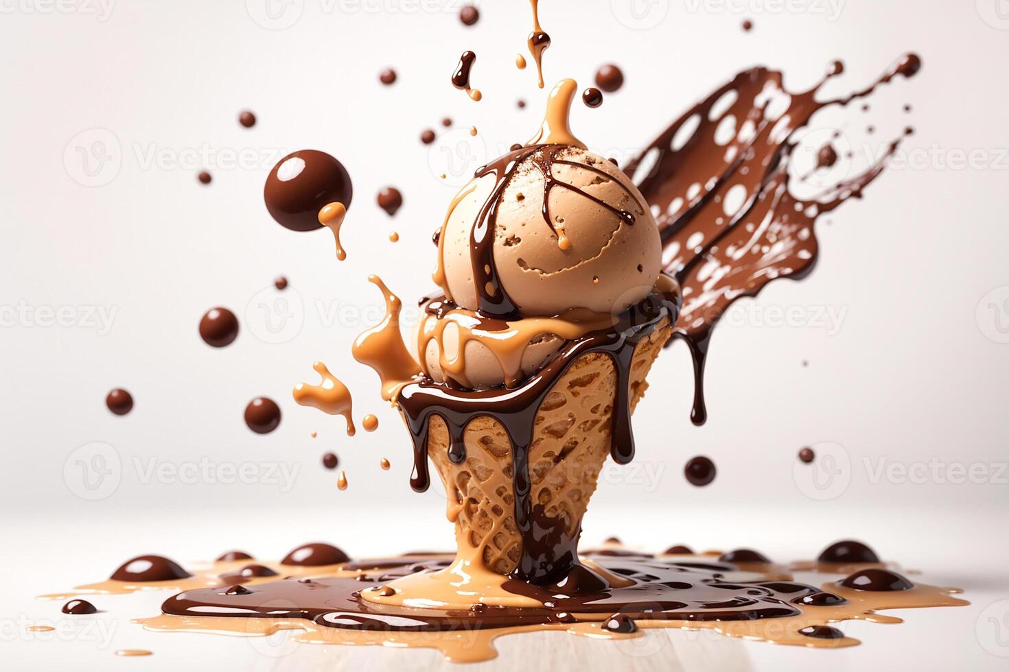 AI generated Ice cream with chocolate photo