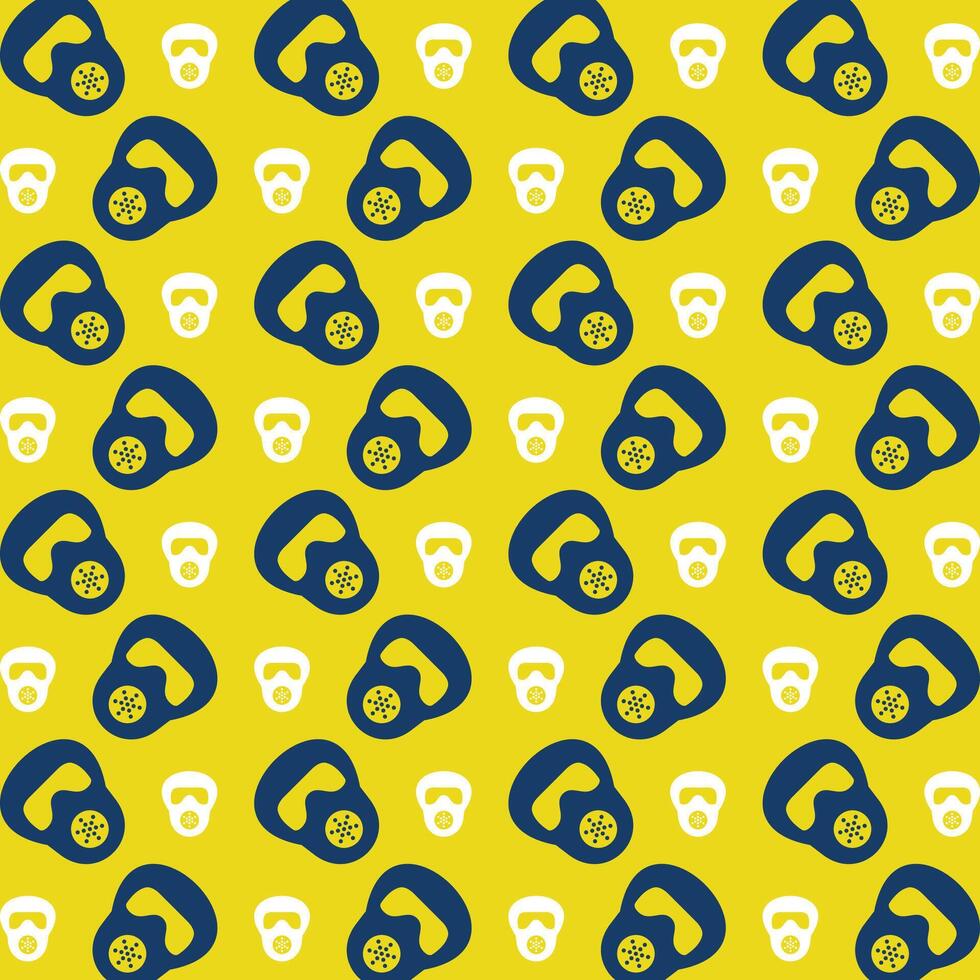 Gas mask repeating trendy pattern colorful vector illustration yellow background
