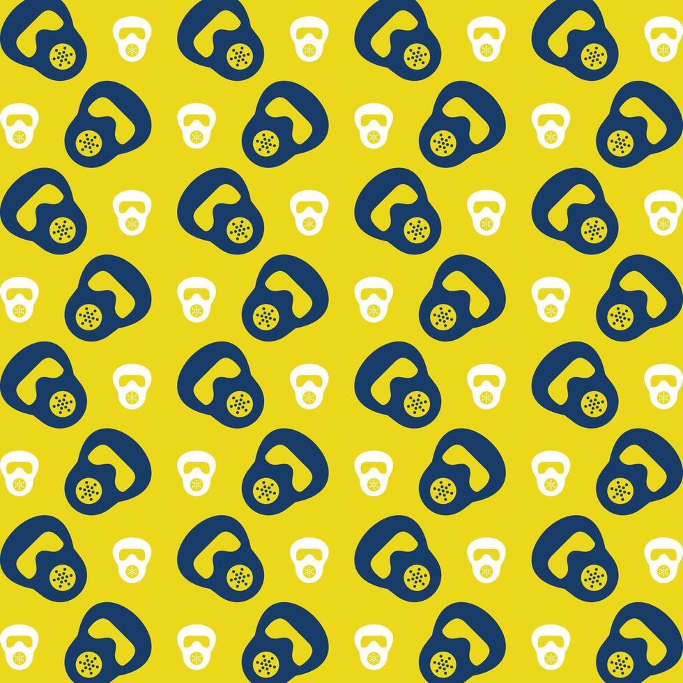 Gas mask repeating trendy pattern colorful vector illustration yellow background