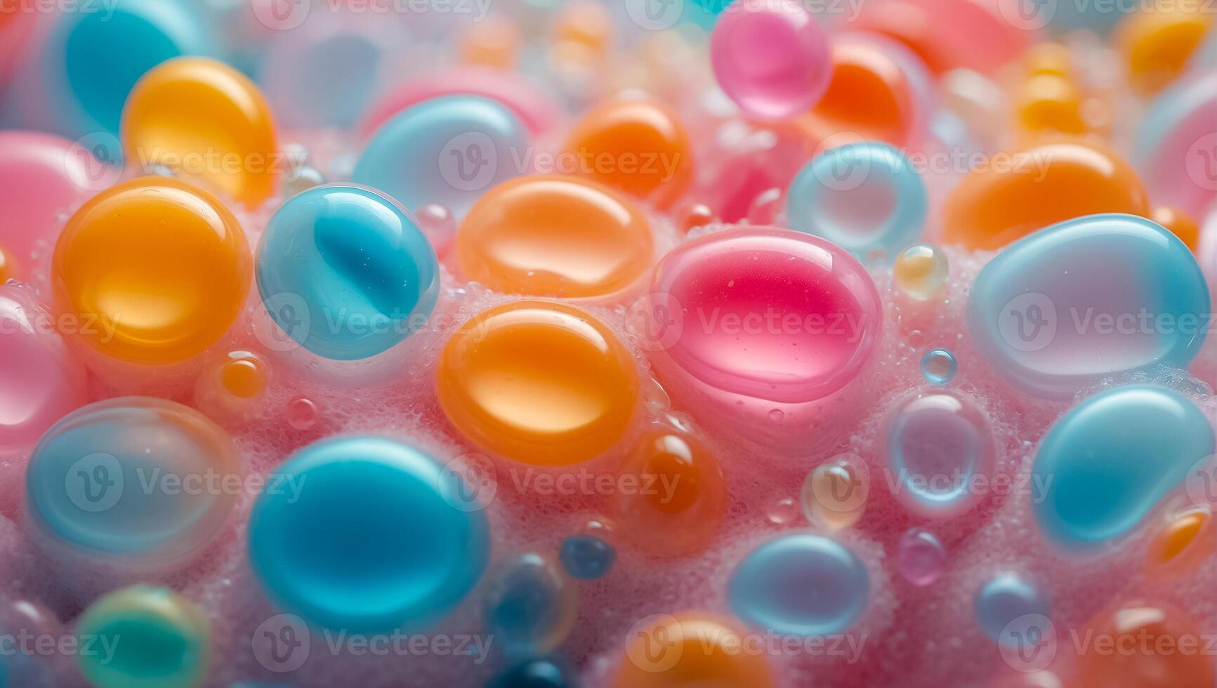 AI generated Soap colored foam bubble closeup photo