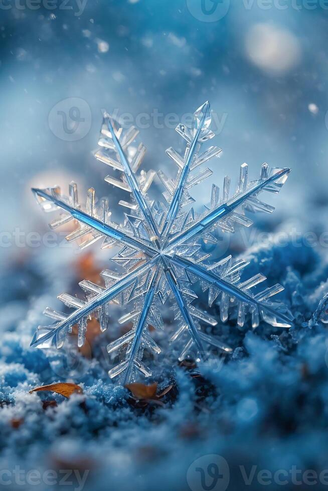 AI generated Beautiful, snowflake, close-up, photo