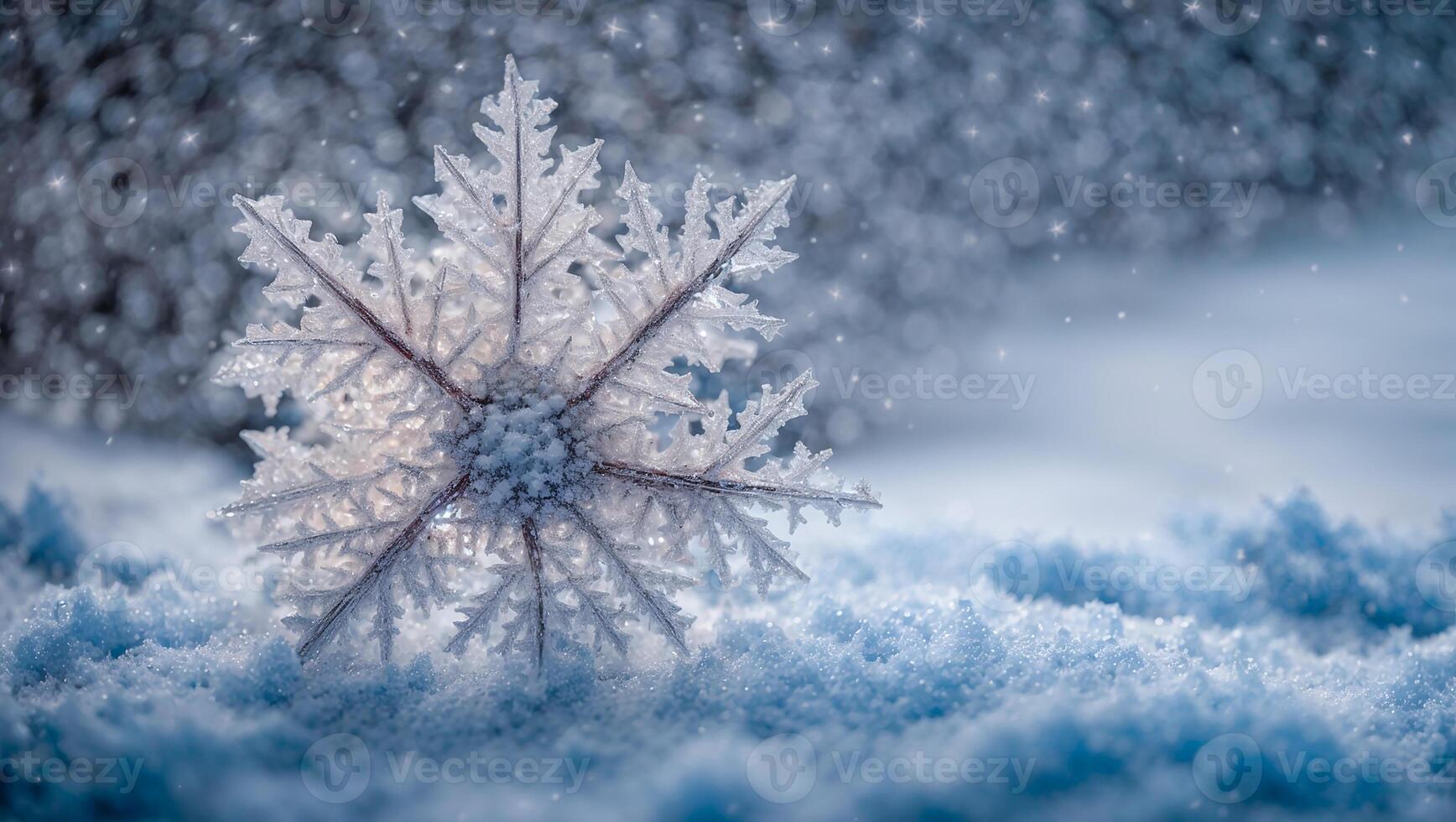 AI generated Beautiful, snowflake, close-up, photo