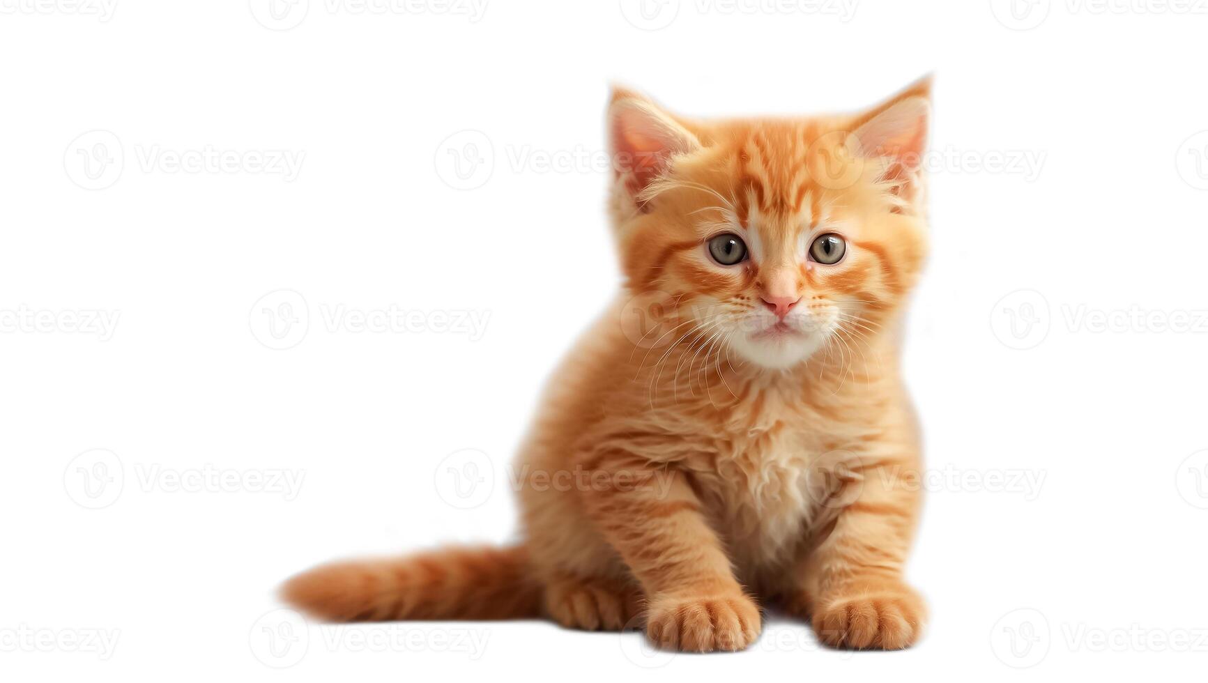 AI generated Cute fluffy kitten isolated on white background photo