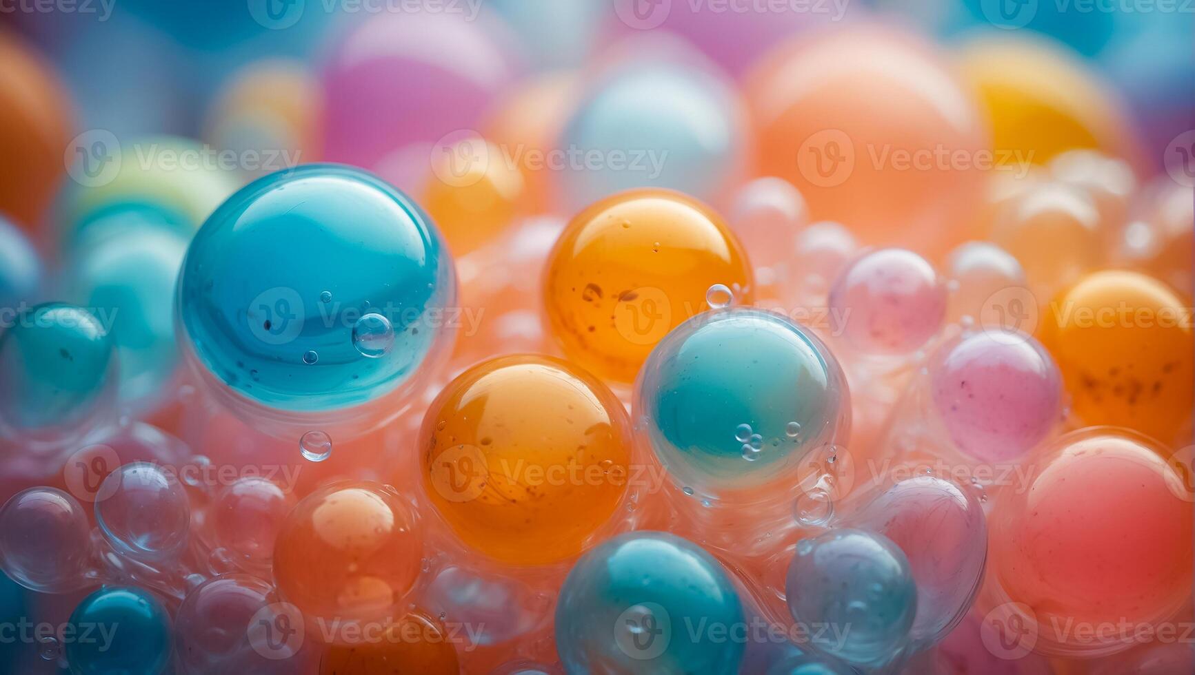 AI generated Soap colored foam bubble closeup photo