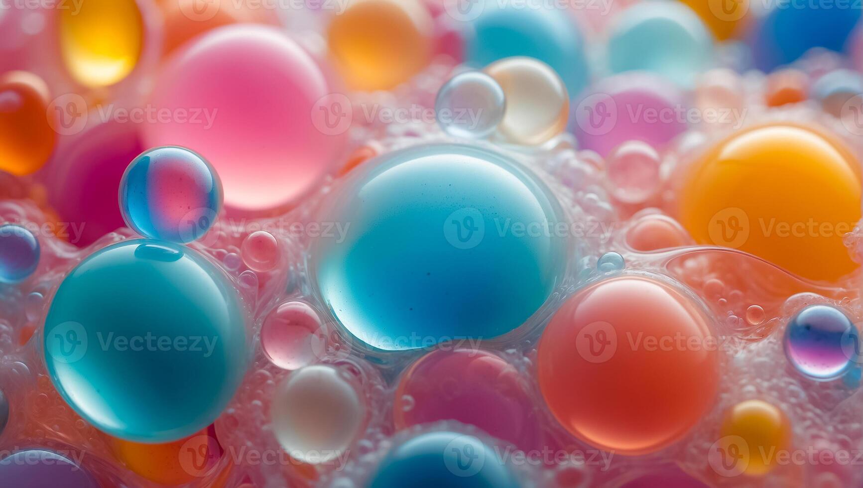 AI generated Soap colored foam bubble closeup photo