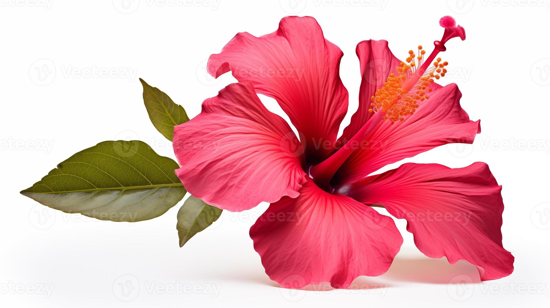 ai generado hibisco flor cerca arriba fotografía. blanco antecedentes foto