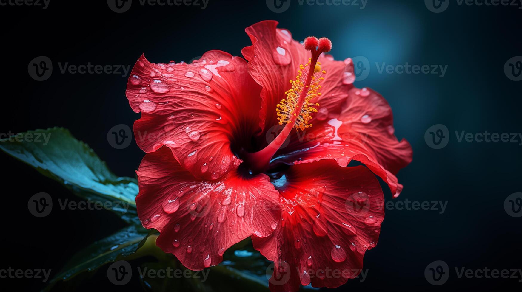 AI generated Hibiscis flower macro photography. Close up. Tropical flower bloom photo