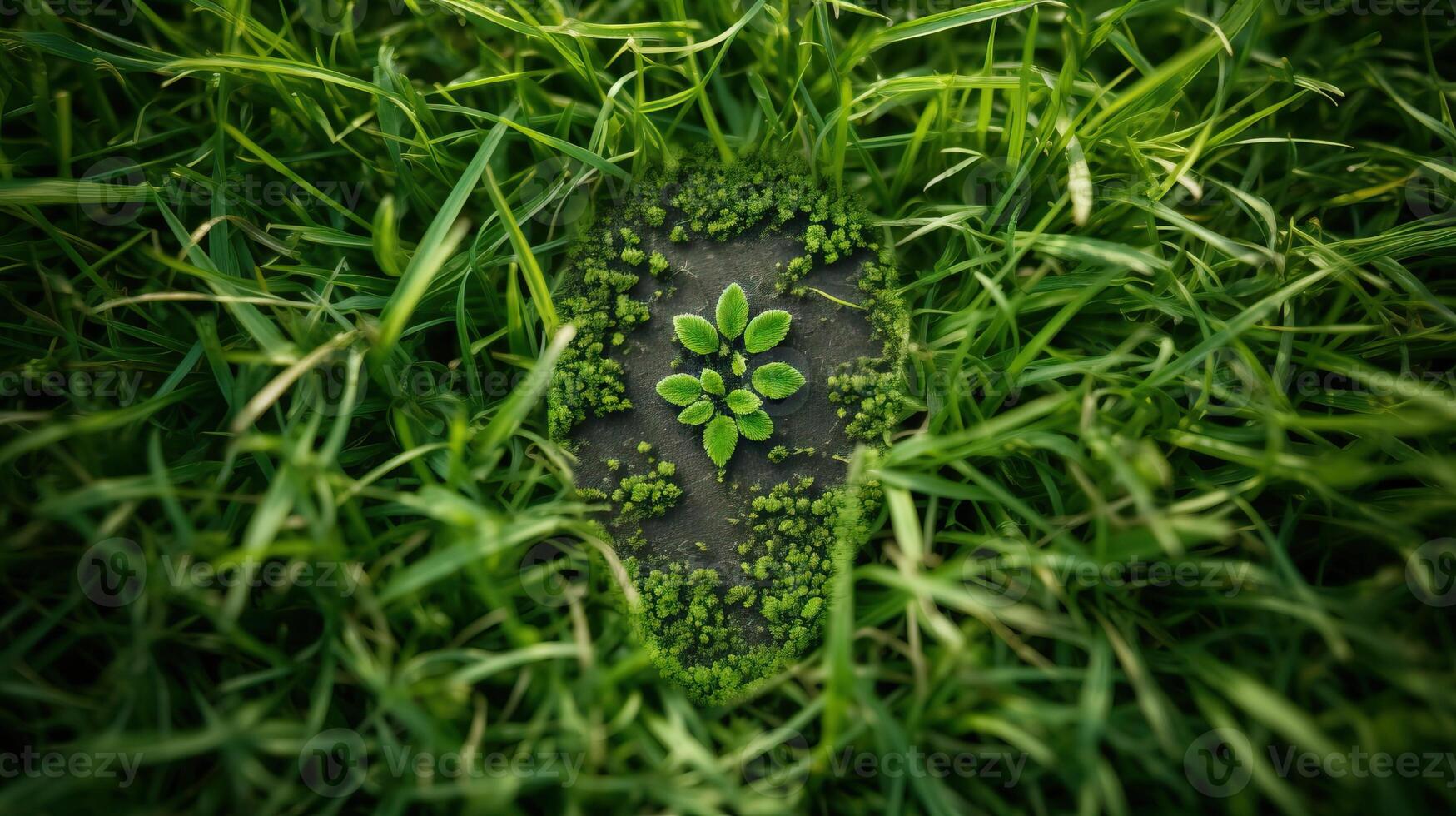 AI generated Green sprout in the grass. Concept of new life, nature and ecology. photo