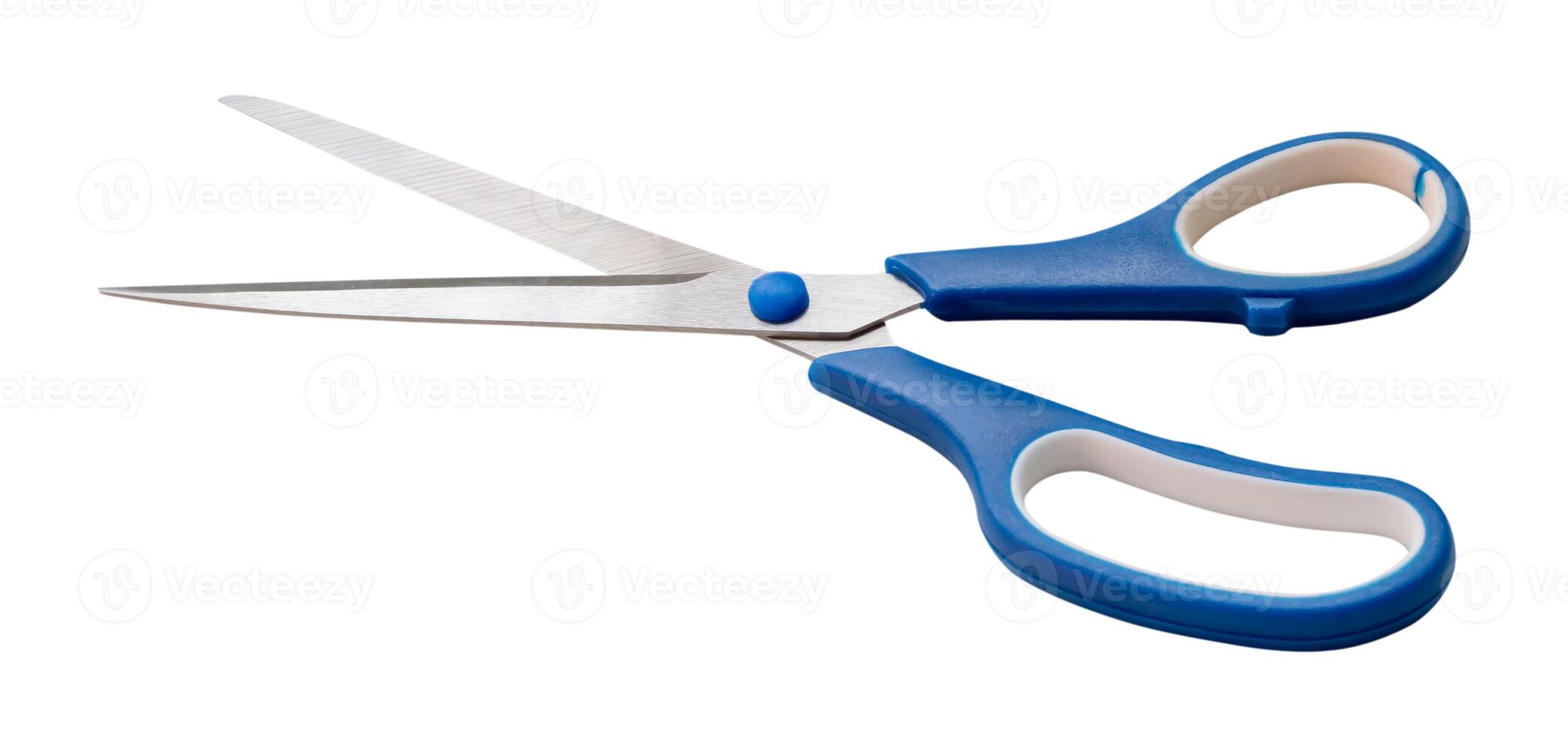Multipurpose scissors with blue handle isolated on white background with clipping path photo