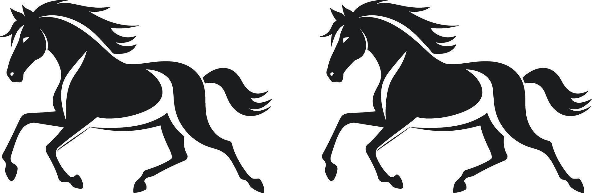 hand drawn running horse silhouette set vector