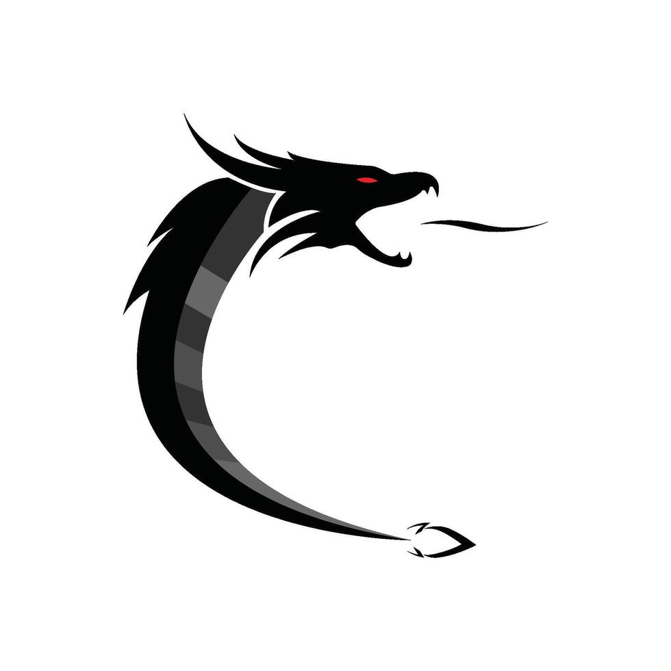 dragon flat color logo template vector