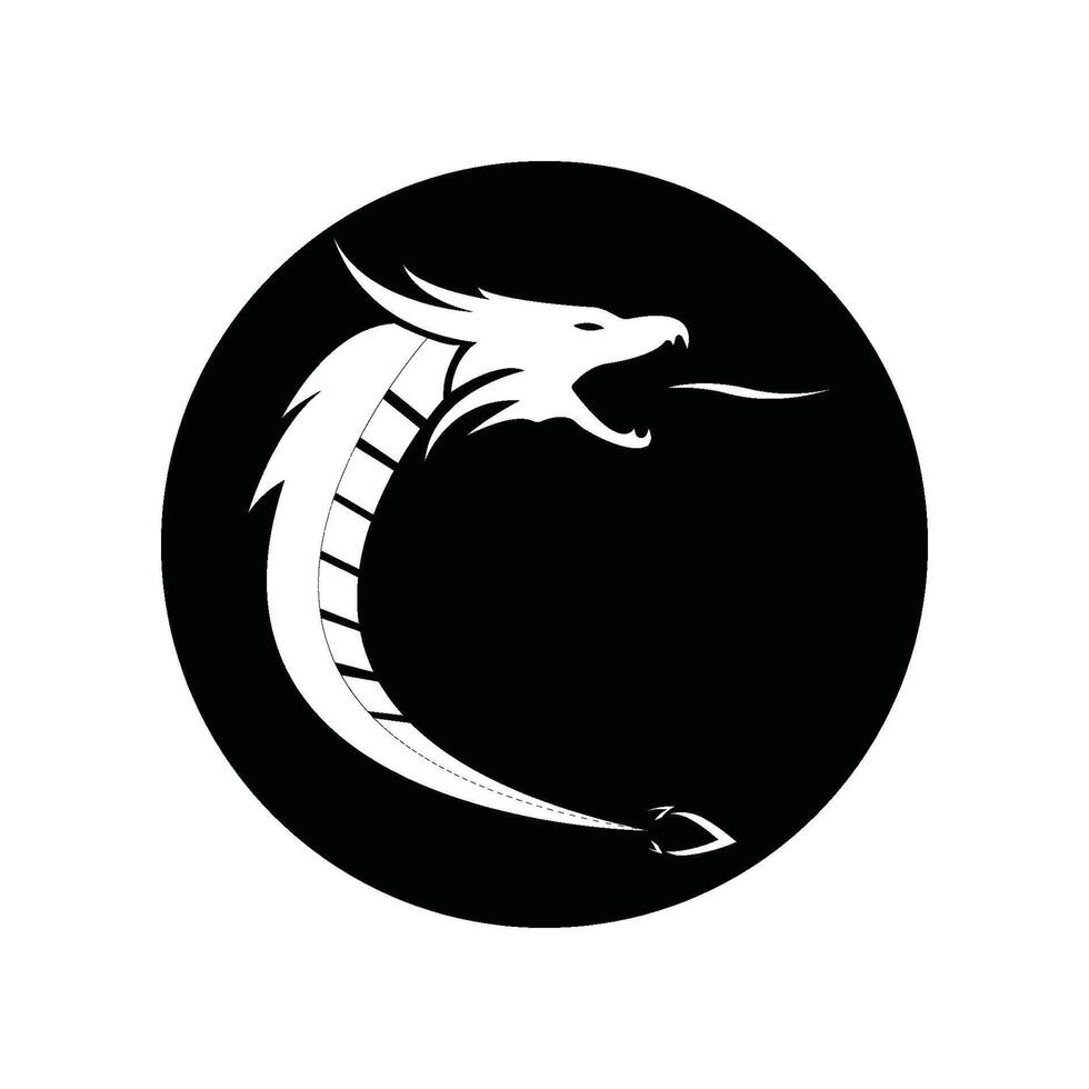 dragon flat color logo template vector
