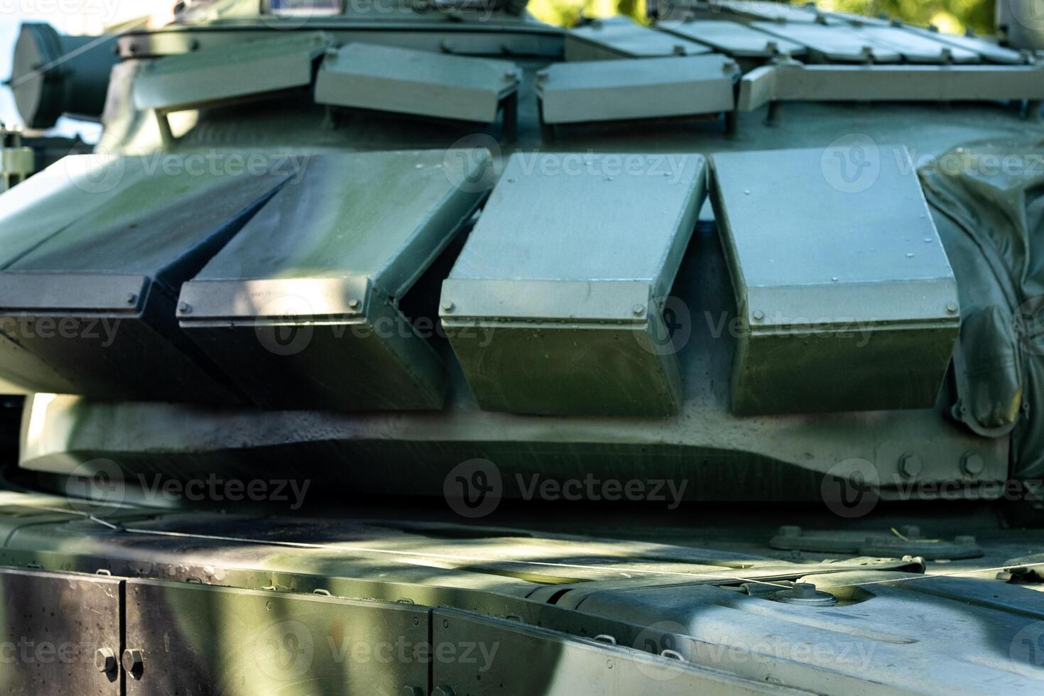 Active armor of the tank's turret. Military concept photo