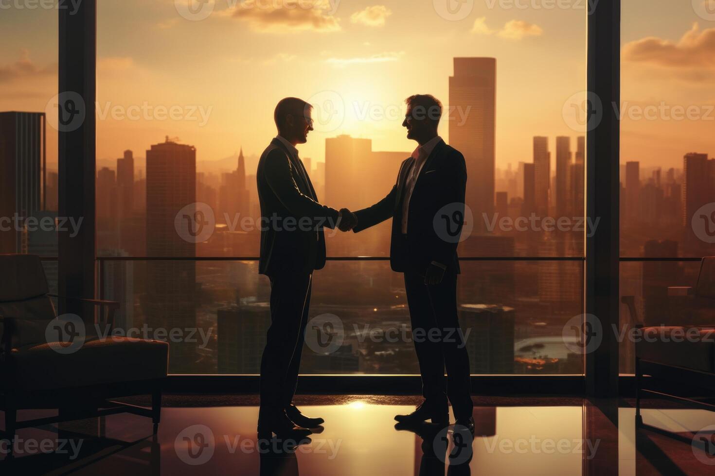 AI generated Two men shake hands. Business handshake photo